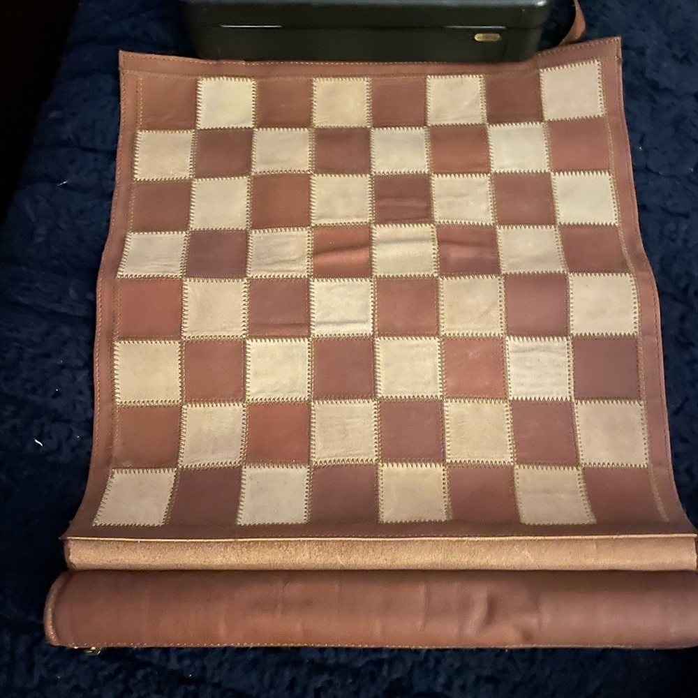 Brown and Tan Leather Chess Board